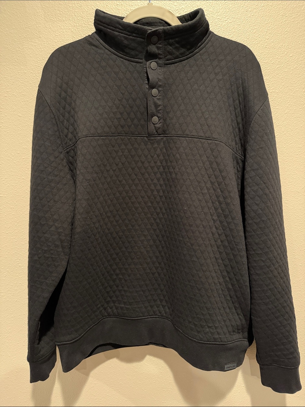 Kenneth Cole Quilted Black Zip-Up Style Snap Pullover Size: XL